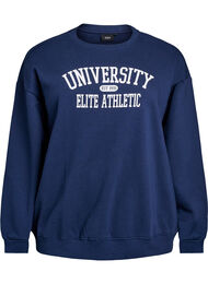 Sweatshirt med tekstmotiv, Bl&aring;
