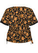 Blomstret bluse i bomuld med bindeb&aring;nd, Orange, Packshot image number 1