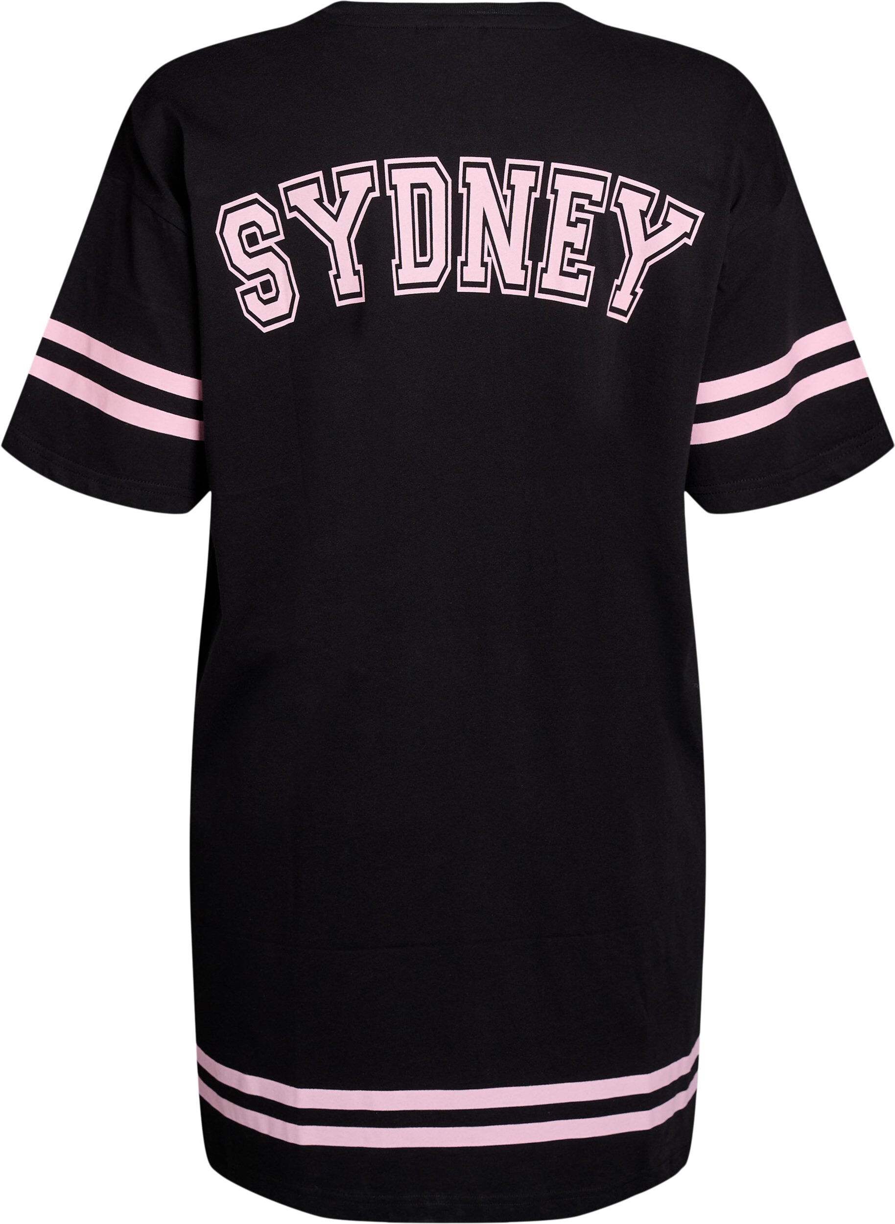 Zizzi Kort t-shirtkjole med sporty detaljer, Sort, Packshot image number 1