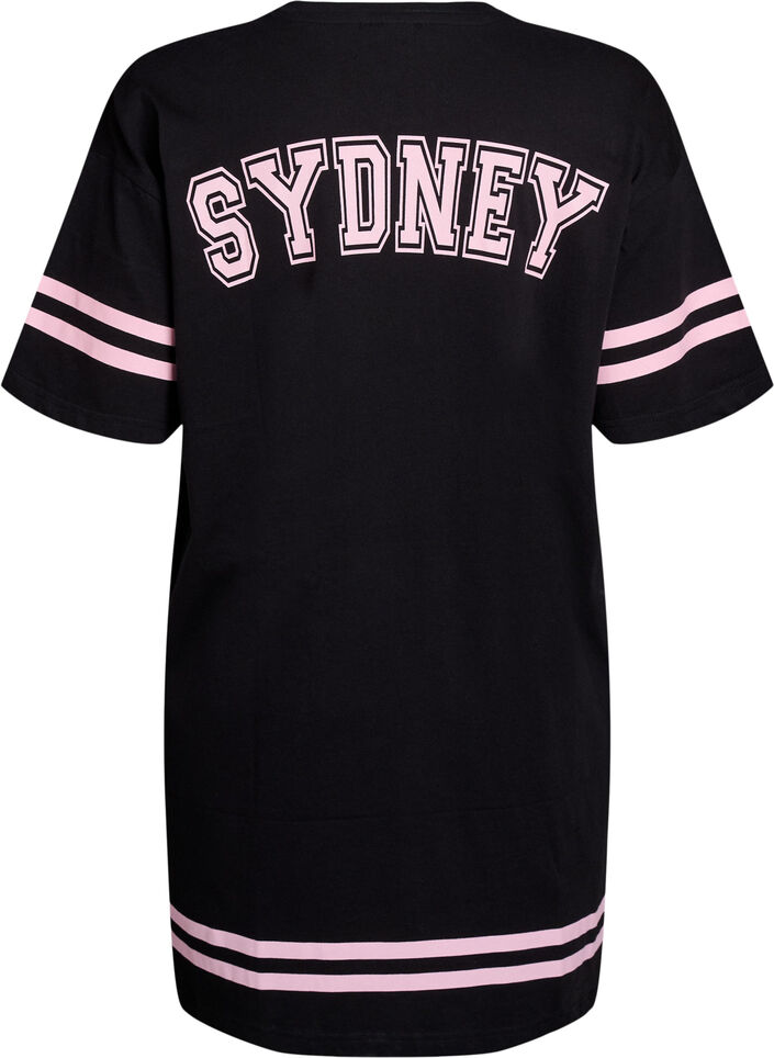 Kort t-shirtkjole med sporty detaljer, Sort, Packshot image number 1