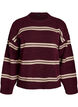 Strikbluse med dobbelte kontraststriber, R&oslash;d, Packshot image number 0