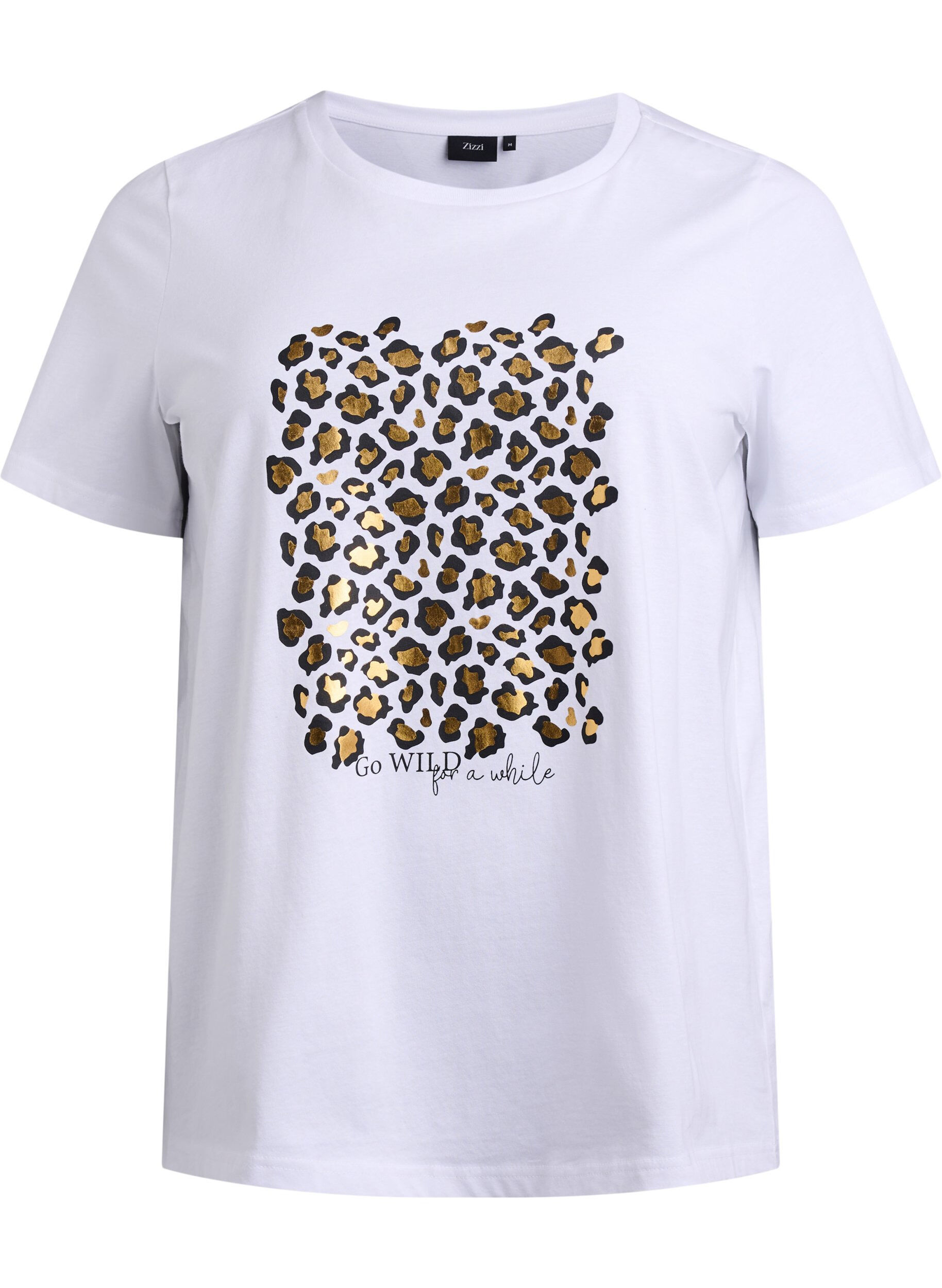 Zizzi T-shirt med leopard motiv , Bright White w. Leo, Packshot image number 0