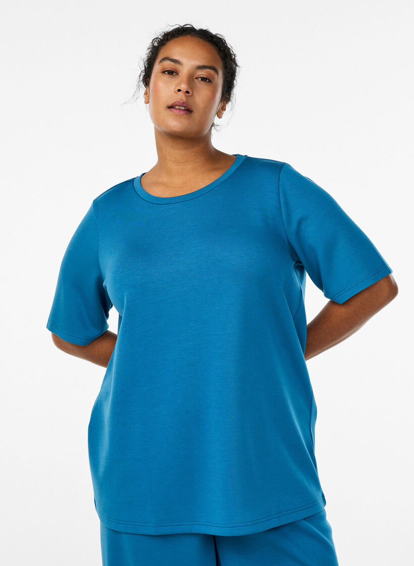T-shirt i modalmix, Bl&aring;, Model image number 0