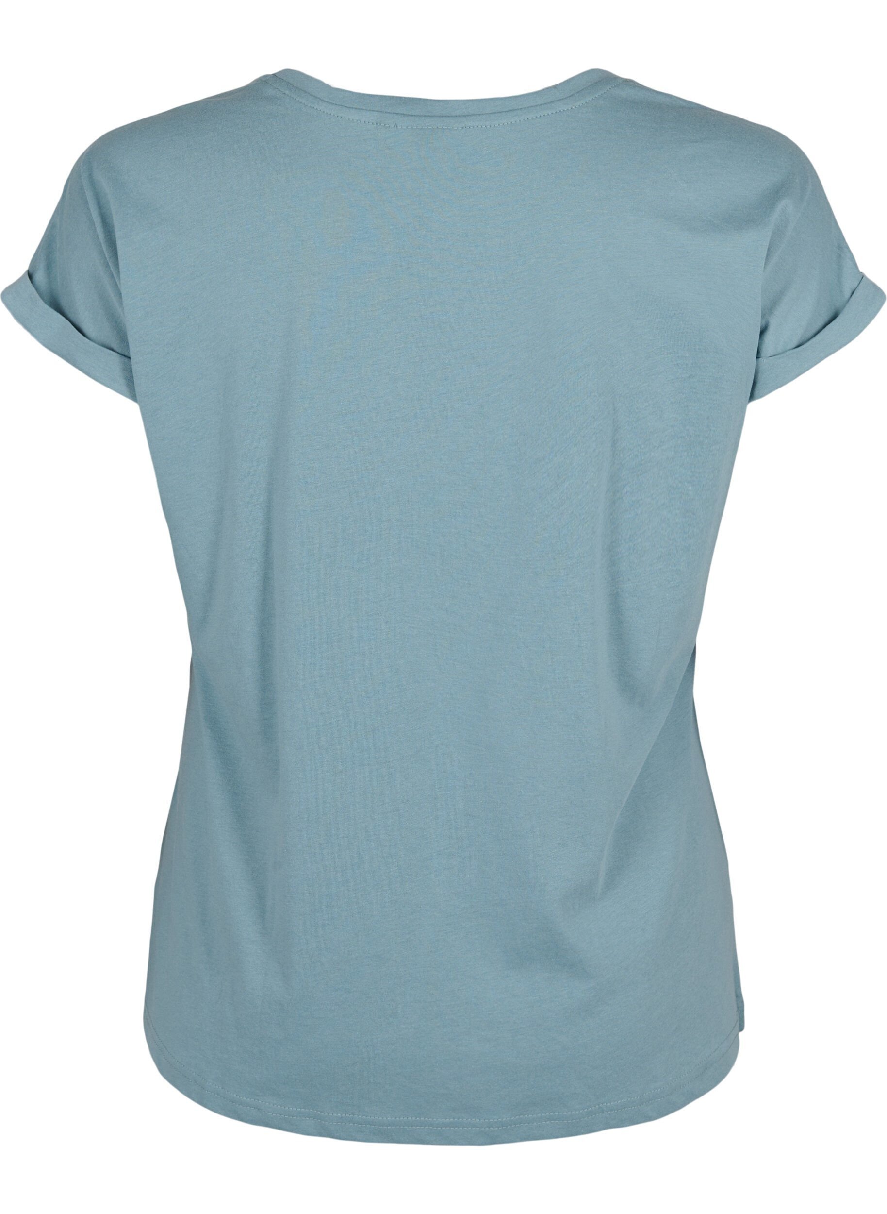 ZizziKort&aelig;rmet t-shirt i bomuldsblanding, Bl&aring;, Packshot image number 1