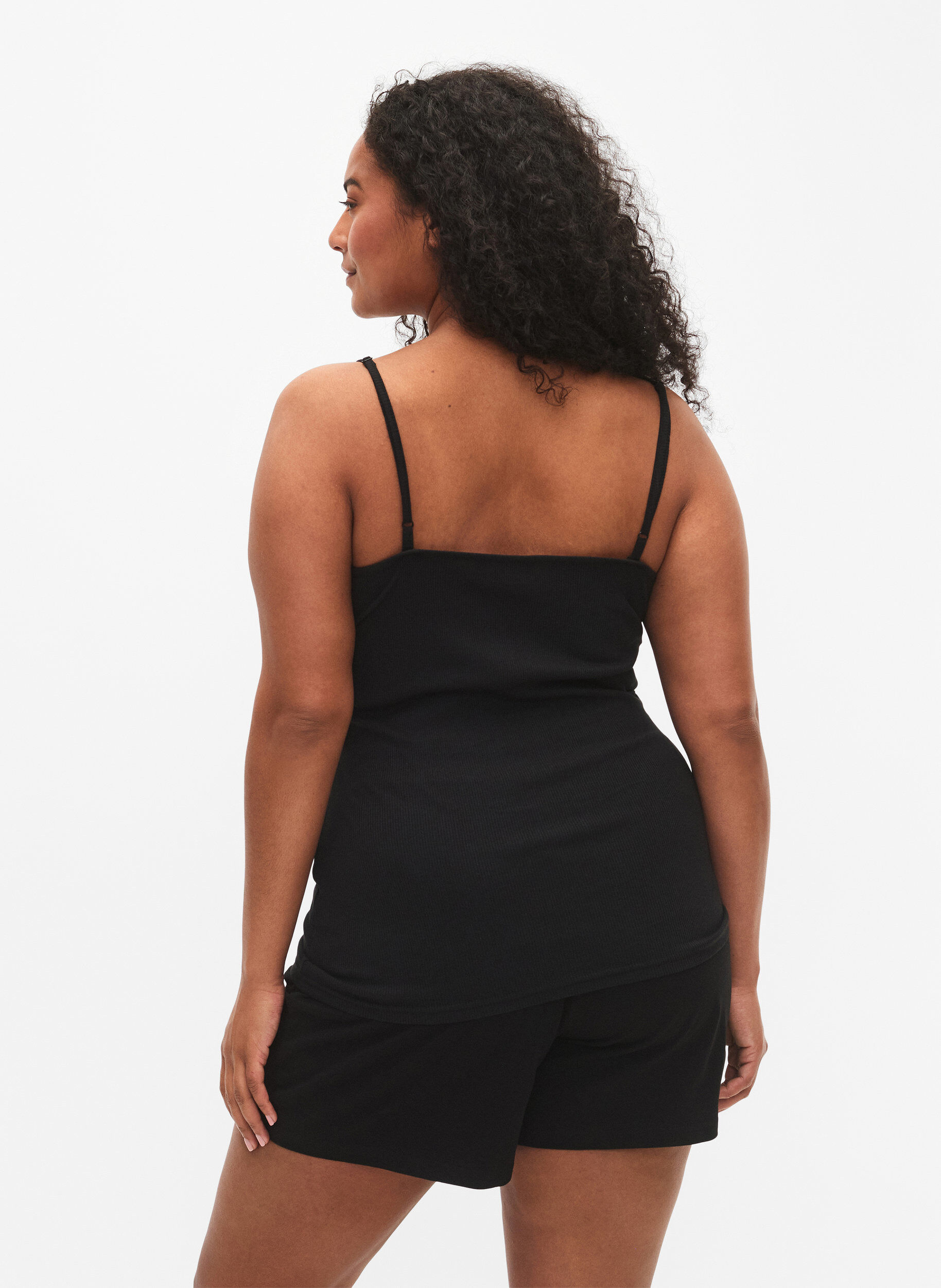 Zizzi2-pak nat toppe i rib, Black/Black, Model image number 1