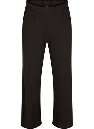 Bomulds bukser med vidde og struktur, Black, Packshot image number 0