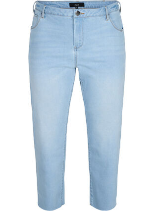 7/8 jeans med rå kanter og høj talje, Super L.Blue Denim, Packshot image number 0