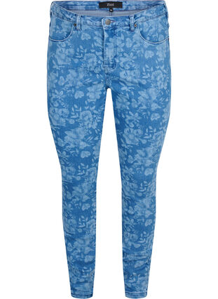 Super slim Amy jeans med mønster, Blue denim, Packshot image number 0