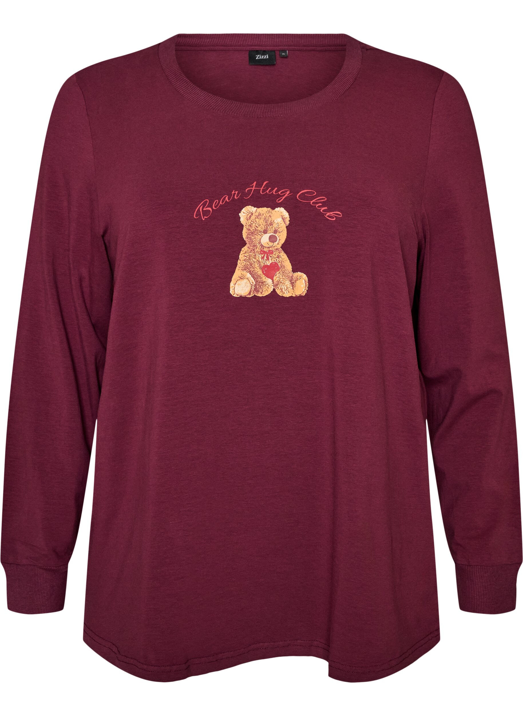 ZizziNatbluse med print, R&oslash;d, Packshot image number 0