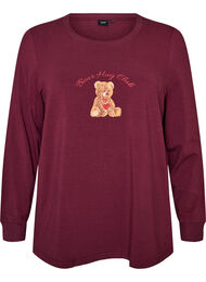 Natbluse med print, R&oslash;d