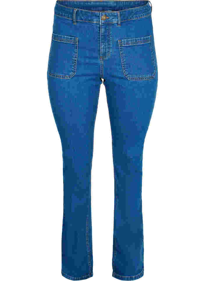 Ellen bootcut jeans med store lommer, Blue denim
