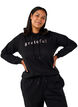 Sweatshirt med h&aelig;tte og print, Sort, Model image number 0