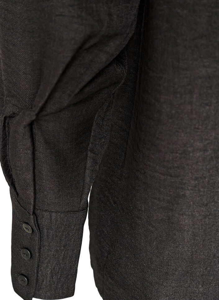 L&oslash;s skjorte med V-udsk&aelig;ring, Sort, Packshot image number 3