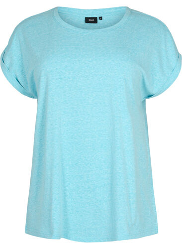 Meleret t-shirt med korte ærmer, Blue Atoll Mél, Packshot image number 0