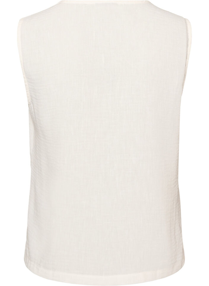 &AElig;rmel&oslash;s vest med V-udsk&aelig;ring og knapper, Vanilla, Packshot image number 1