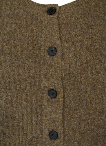 Ribstrikket cardigan med knapper, Brown Mel., Packshot image number 2