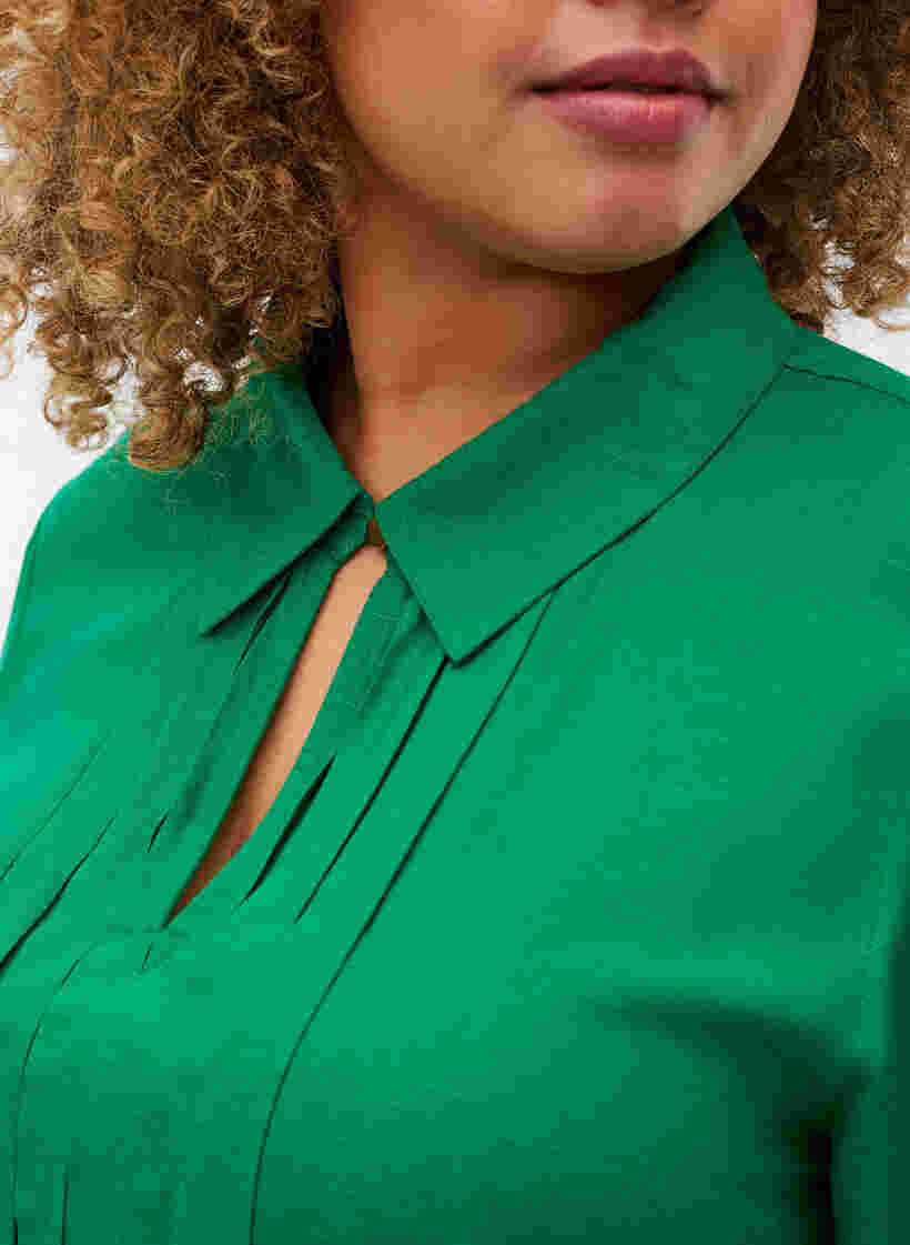 Langærmet viskose bluse med skjortekrave, Jolly Green, Model image number 2