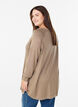 Strikbluse med knapper i siden, Beige, Model image number 2