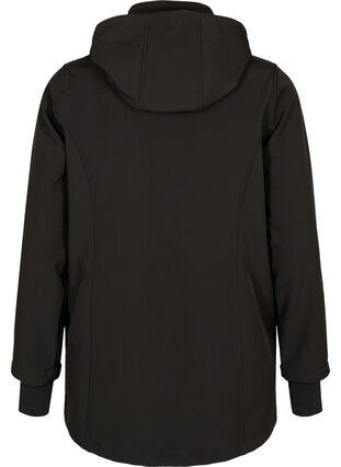 Kort softshell jakke med aftagelig hætte, Black, Packshot image number 1
