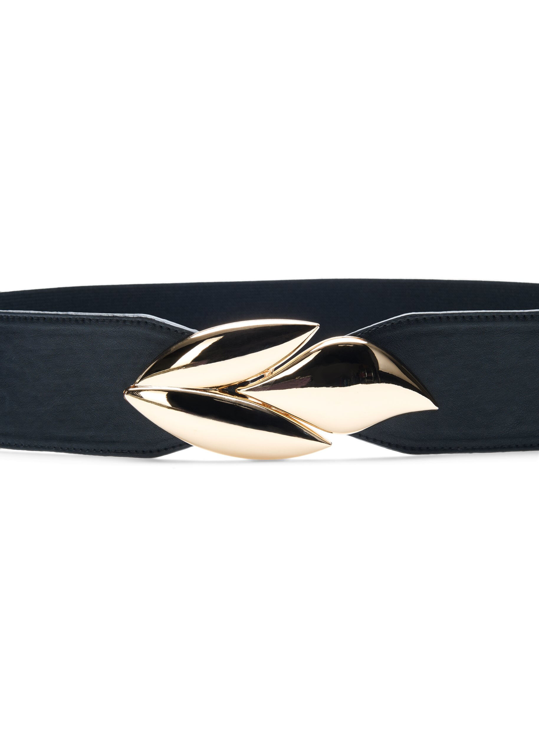 Zizzi Elastisk taljeb&aelig;lte med guldfarvet sp&aelig;nde, Black w. Gold Buckle, Packshot image number 1