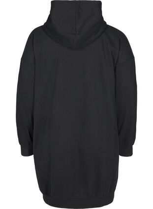 Sweatkjole med hætte og lynlås, Black, Packshot image number 1