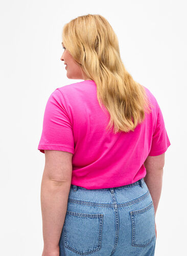 T-shirt med tekst motiv, Shocking Pink W.Pink, Model image number 1