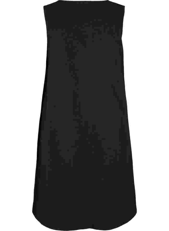 Ærmeløs bomuldskjole med a-form, Black, Packshot image number 1
