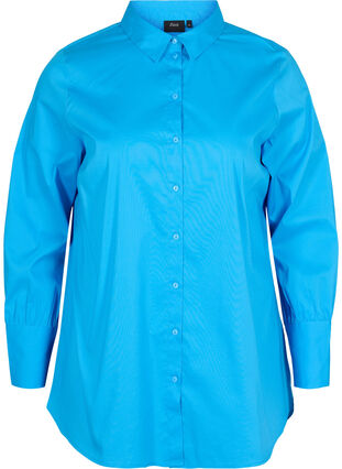 Langærmet skjorte med høj cuff, Dresden Blue, Packshot image number 0