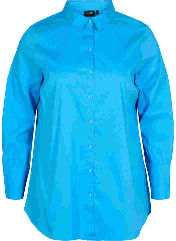 Langærmet skjorte med høj cuff, Dresden Blue