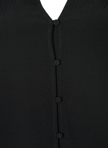 Viskoseskjorte med v-udskæring, Black, Packshot image number 2