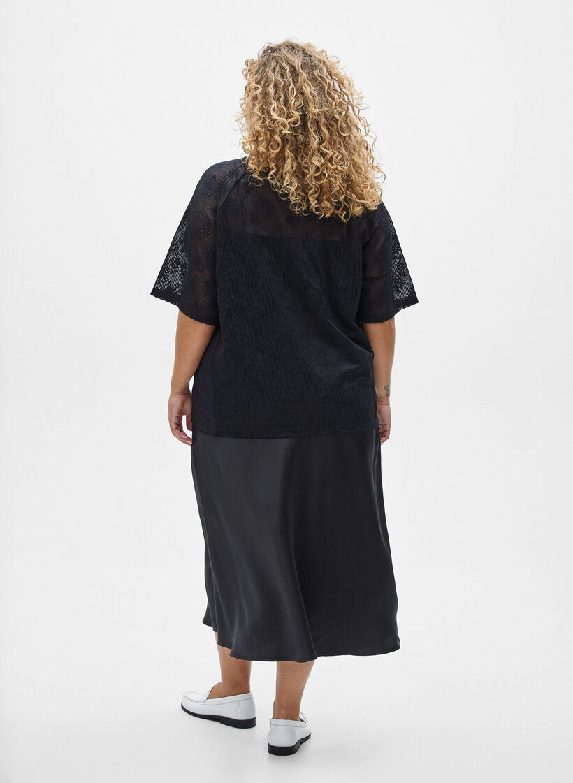 Blonde t-shirt med tekstprint, Sort, Model image number 2