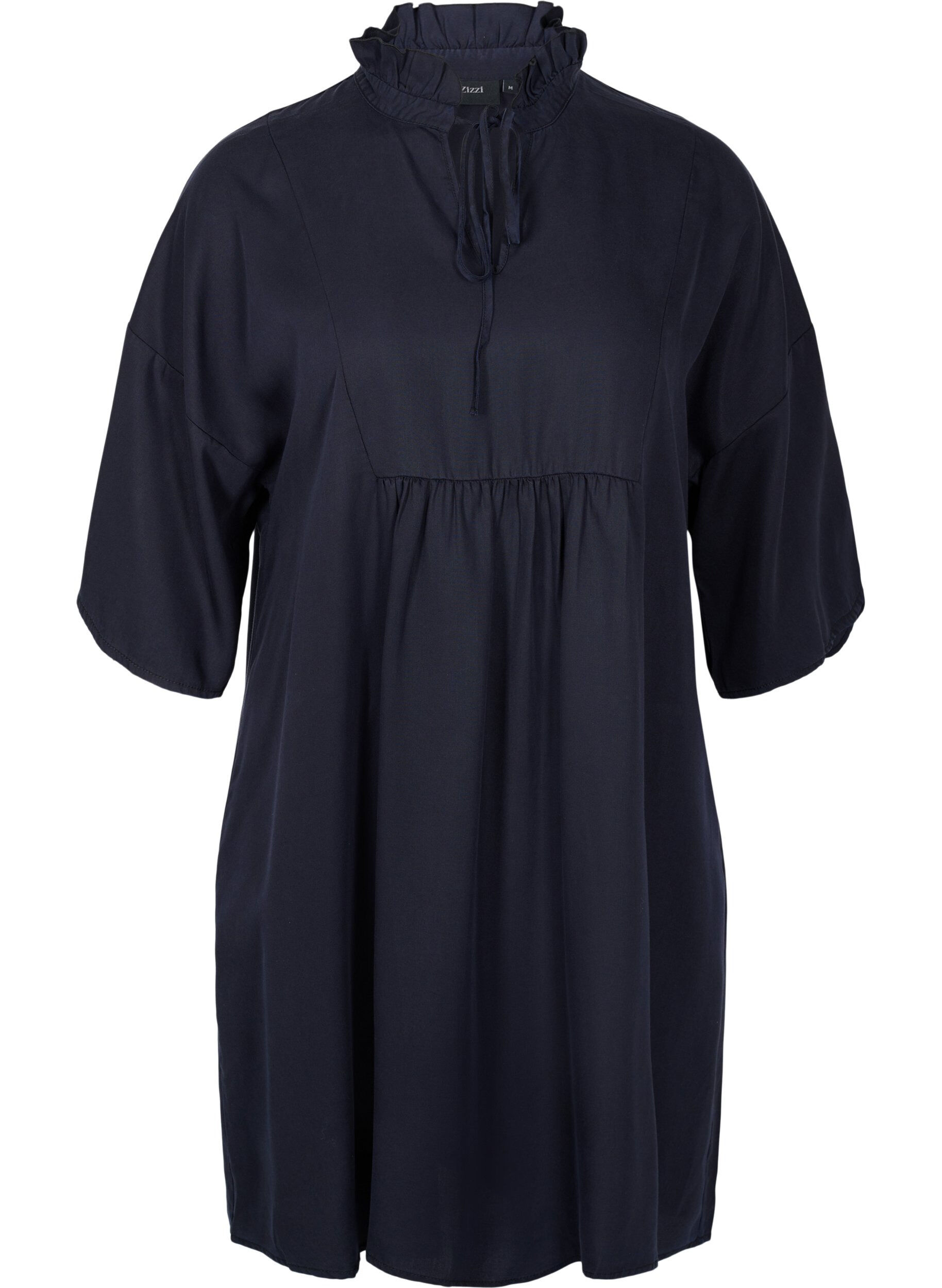 Zizzi Kjole med 3/4 &aelig;rmer i lyocell (TENCEL&trade;), Black, Packshot image number 0
