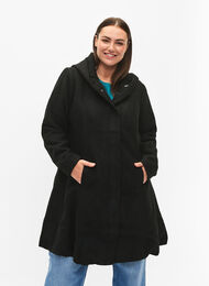 A-formet frakke med hætte, Black, Model