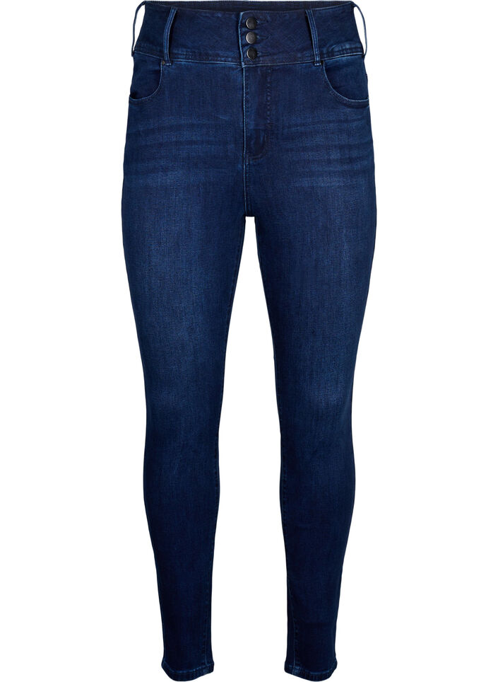 Super slim Bea jeans med ekstra høj talje, Dark Blue, Packshot image number 0