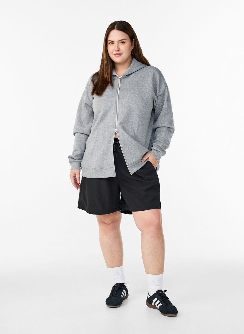 Scuba-h&aelig;ttetr&oslash;je med lynl&aring;s og lommer, Gr&aring;, Model image number 1