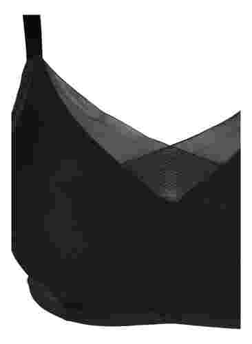 Blød bh med mesh og vatterede skåle, Black, Packshot image number 2