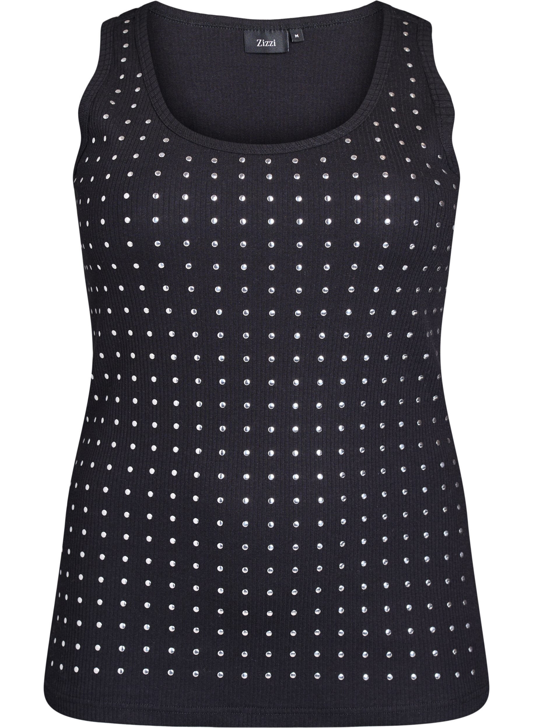 Zizzi Tanktop med nitter, Black, Packshot image number 0