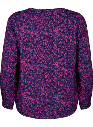 FLASH - Langærmet bluse med print, Pink Blue AOP, Packshot image number 1