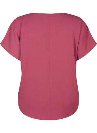 Bluse med korte ærmer og rund halsudskæring, Dry Rose, Packshot image number 1