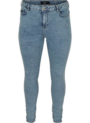Højtaljede Amy jeans med stone wash, Stone Washed, Packshot image number 0