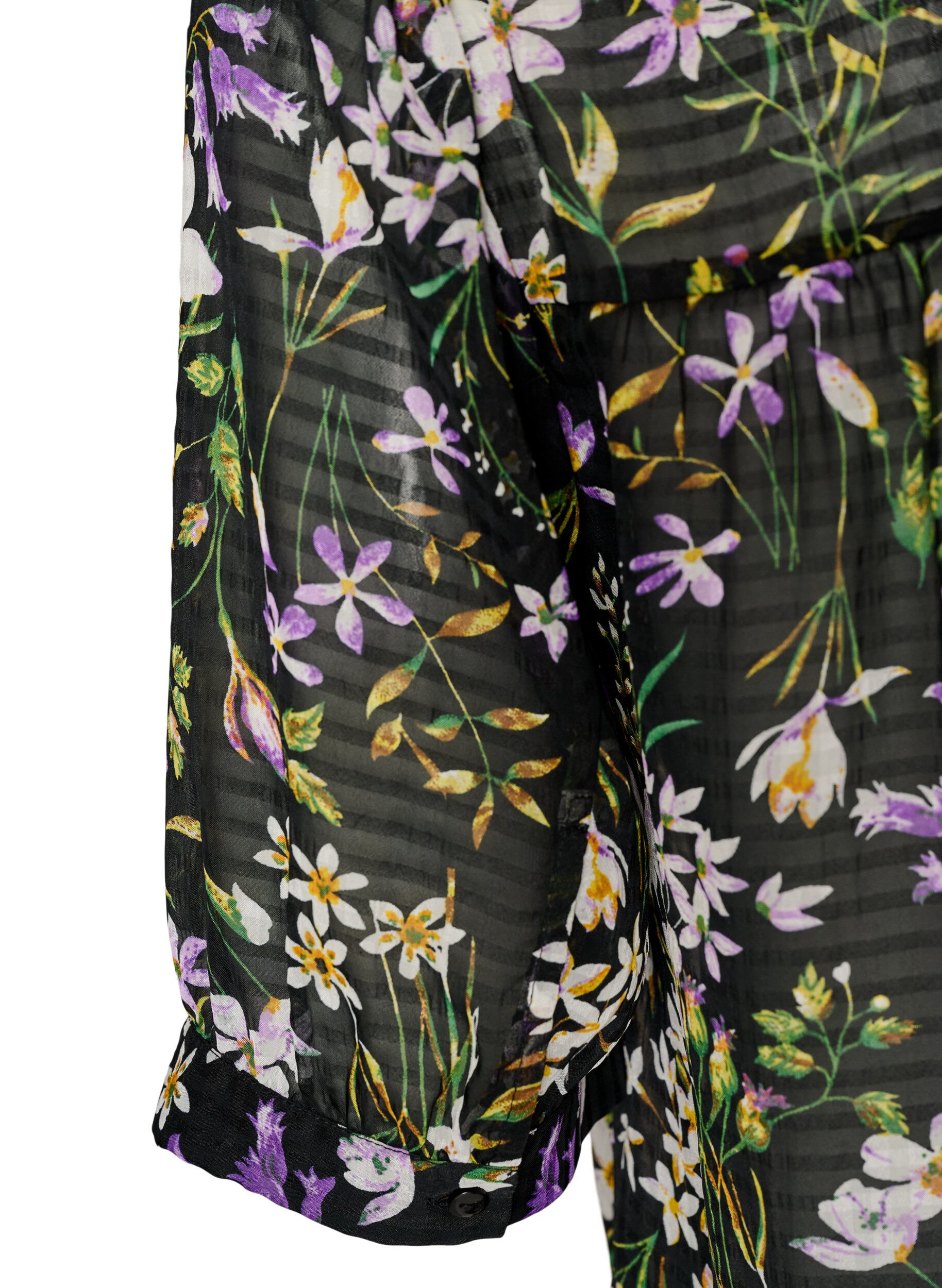 ZizziBluse med blomsterprint og V-udsk&aelig;ring, Sort, Packshot image number 3