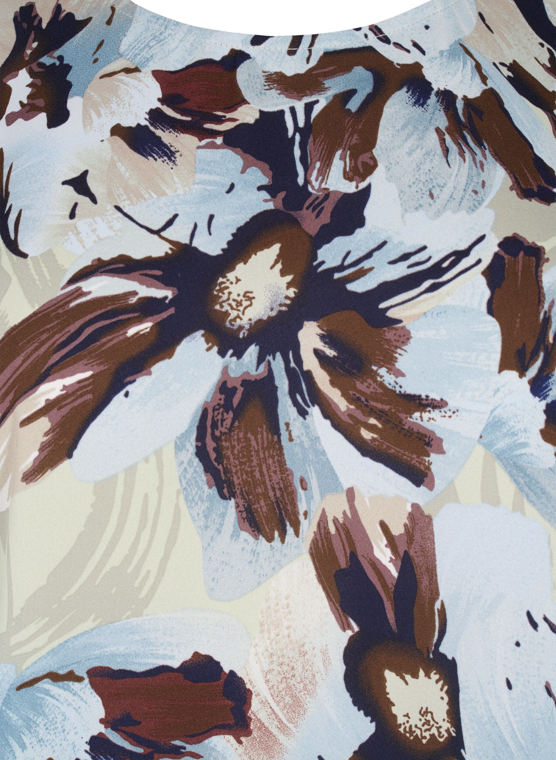 Zizzi Lang&aelig;rmet bluse med print og knap, Grey Flower AOP, Packshot image number 2