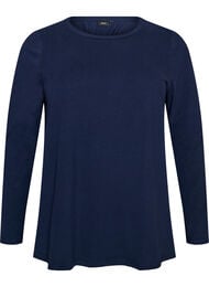 Basis jerseybluse med lange &aelig;rmer, Bl&aring;