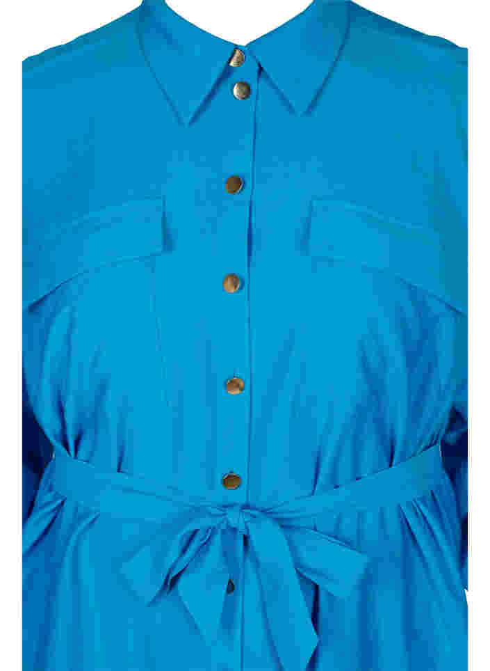 Viskose skjortekjole med taljebælte, Dresden Blue, Packshot image number 2