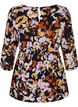 Graviditets bluse i viskose med blomsterprint, Black Flower AOP, Packshot image number 1