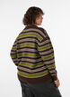 Strikbluse med striber og polokrave, Brun, Model image number 2