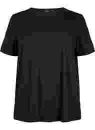 T-shirt med v-udskæring og krydsdetalje, Black