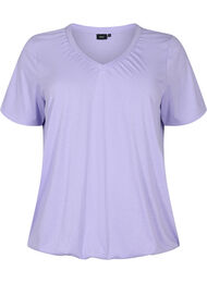 Meleret t-shirt med elastikkant, Lavender Mél