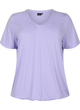 Meleret t-shirt med elastikkant, Lavender Mél, Packshot image number 0