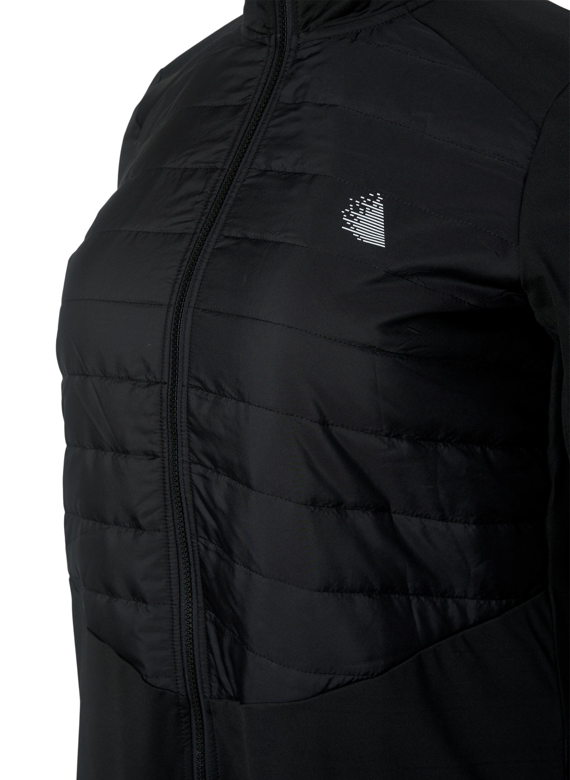 Zizzi Sportscardigan med quilt og lynl&aring;s, Black, Packshot image number 2